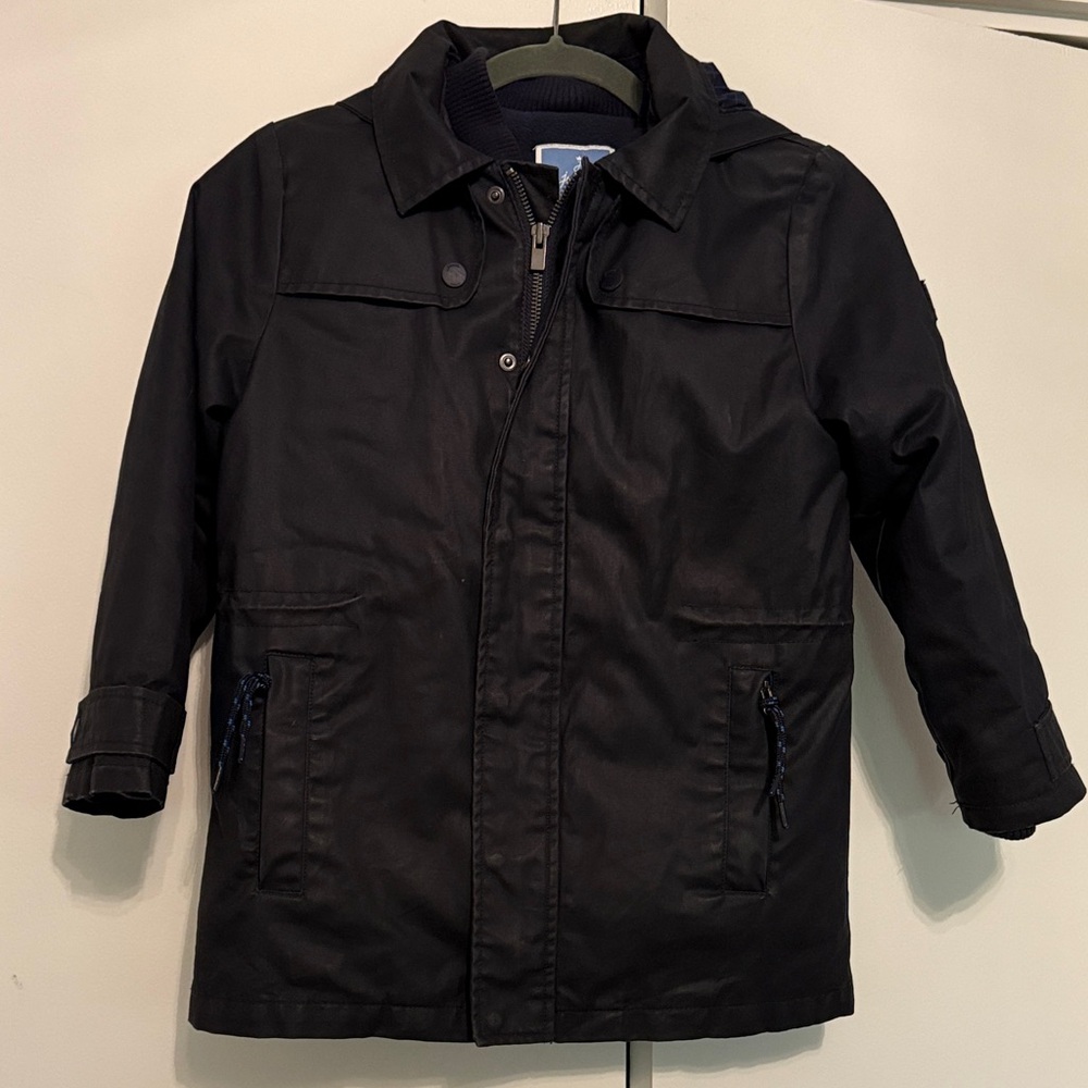 Jacadi Navy Waxed Cotton Jacket with liner coat